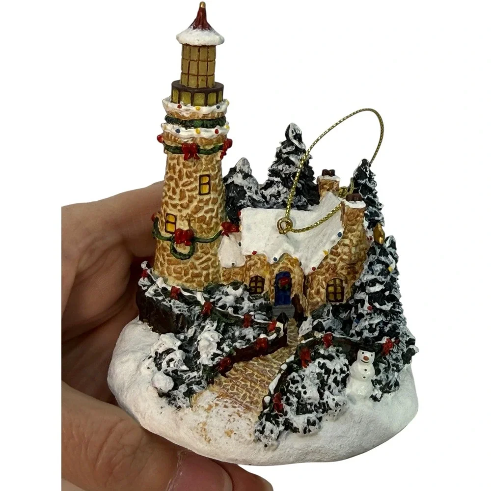 Thomas‎ Kinkade Winter Illuminations Lighted Lighthouse Christmas Ornaments Par